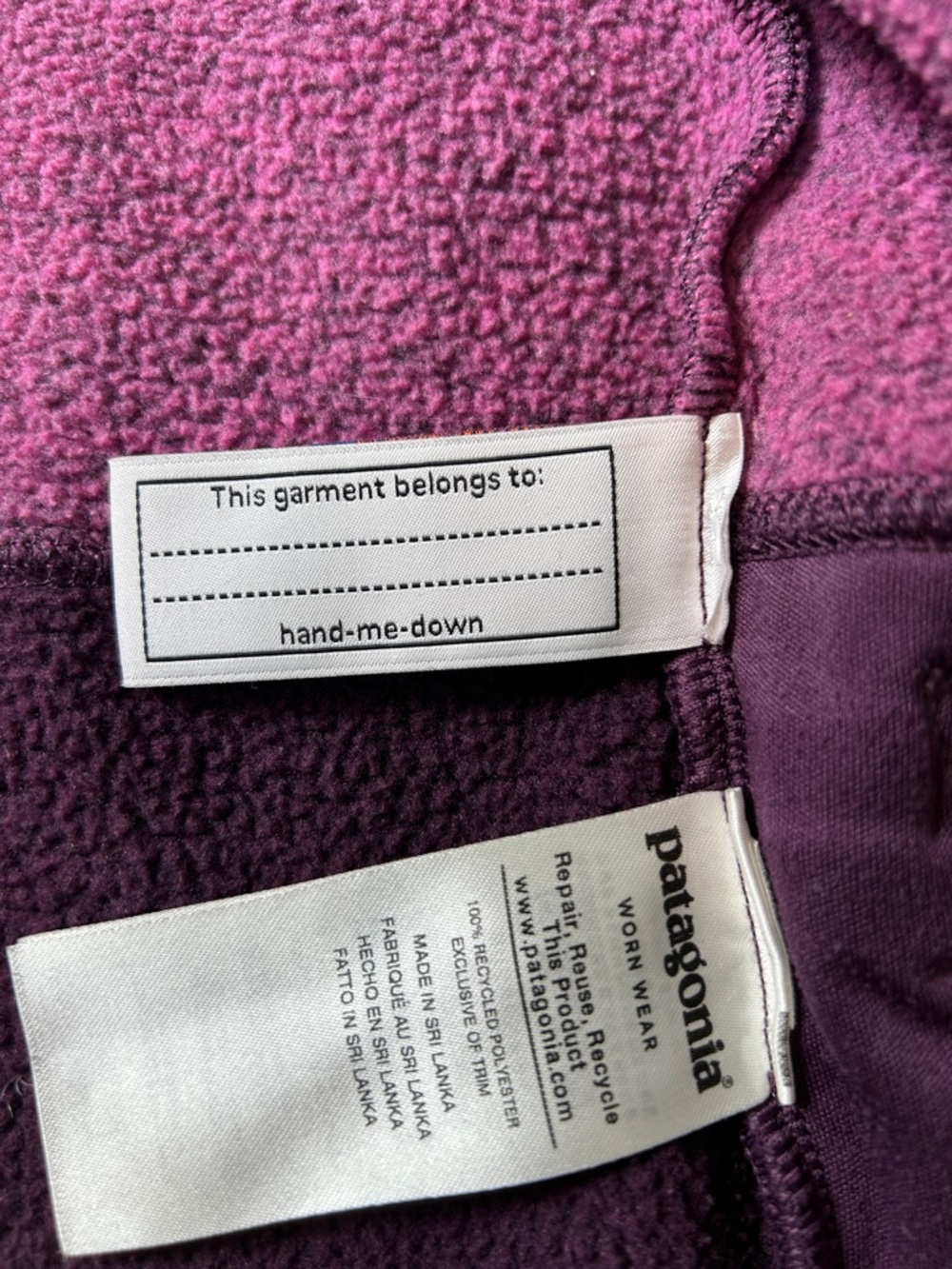 Patagonia 4T Kids Two-Tone Purple Baby Better Sweater Fleece Hooded Jacket - Picture 5 of 5